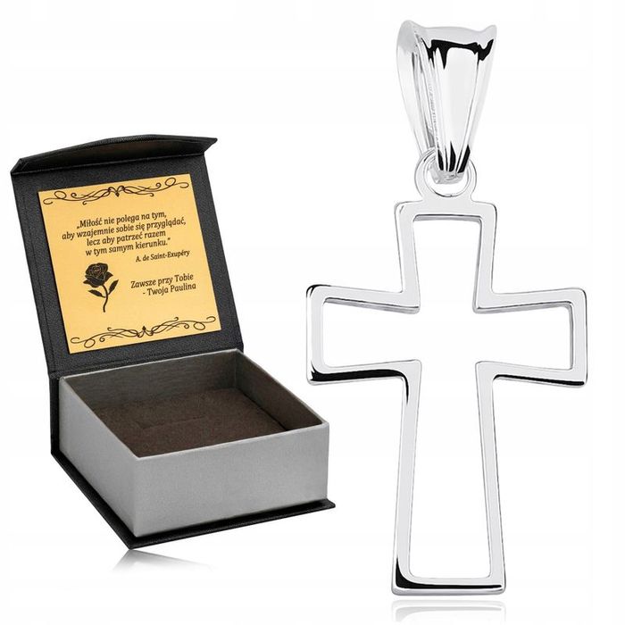 Błyszczący Srebrny Krzyżyk Komunijny 925 Dla Dziewczynki Na Bierzmowan
