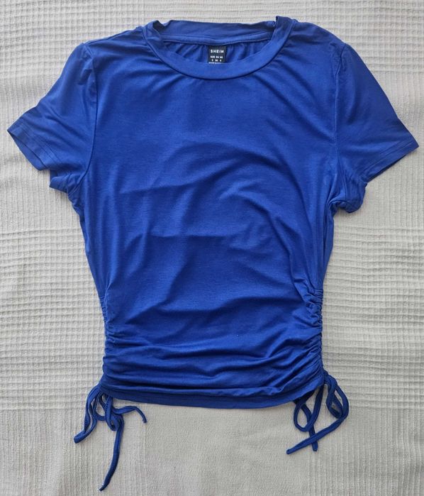 T-shirt damski S wiskoza granatowy, chabrowy, szafirowy
