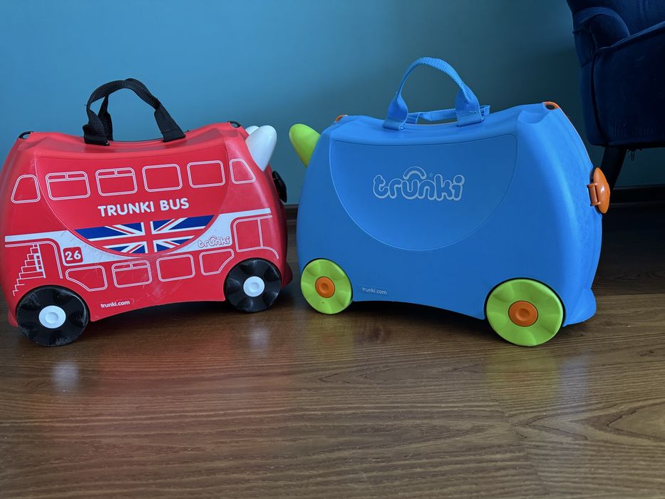 Walizki Trunki czerwona - autobus i niebieska