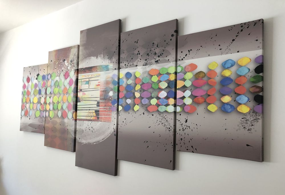 Quadro 5 peças - Pintura em tela