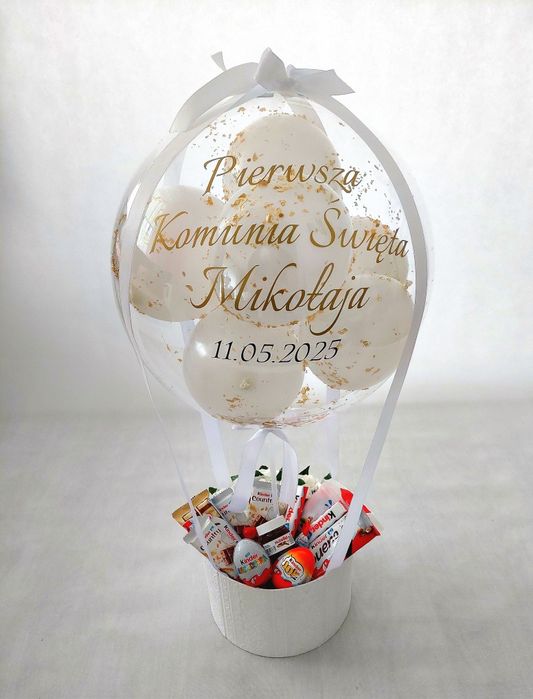 Balonowy box prezent na KOMUNIĘ chrzest urodziny rocznicę baby shower imieniny