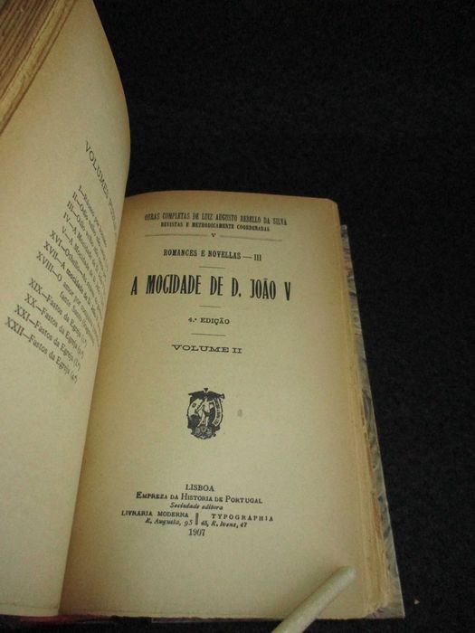 Livro A Mocidade de D. João V Luís Augusto Rebelo da Silva 1907
