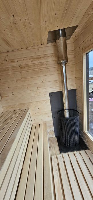 Nowa sauna fińska piec na drewno oświetlenie LED producent izolacja