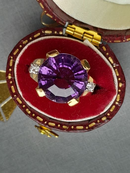 Wisiorek 2.93g Ametyst Diamenty 0.16ct Złoto 585