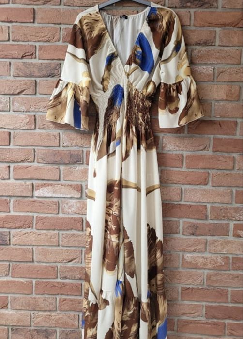 Nowa długa beżowa sukienka amore minouu maxi