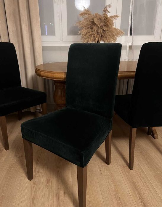 6szt czarne pokrowce na krzesła czarny welurowy uniwersalny elastyczny