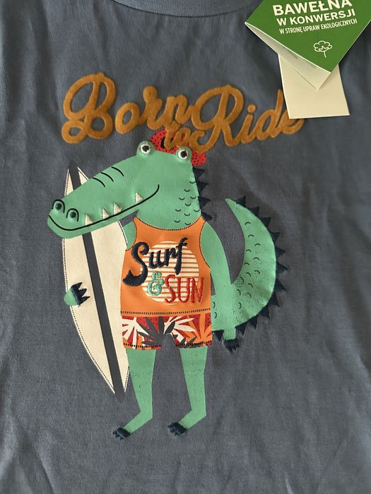 Koszulka z krótkim rękawem krokodyl dla chłopca z napisem bawełna
