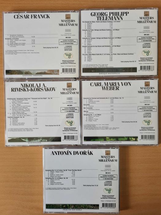 5 CDs audio de música clássica da coleção "Masters of the Millennium"