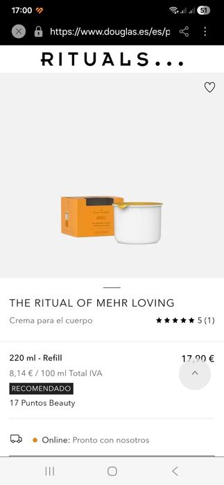 Creme  recarga Rituals novo