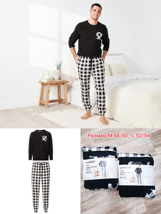 Мужская флисовая пижама домашний костюм LIVERGY® размер М , L