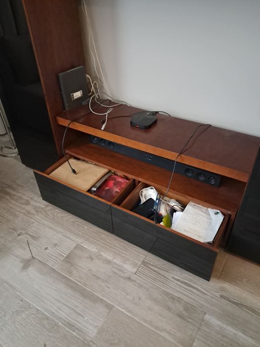 Movel de sala de estar + Mesa de centro em cerejeira e vidro black
