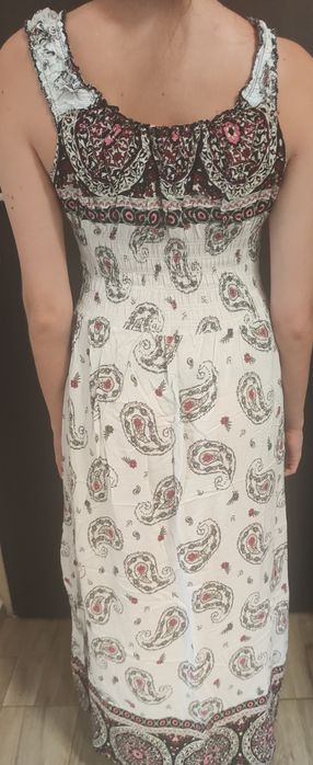 Długa sukienka maxi boho paisley Generation L/XL bez ramiączek