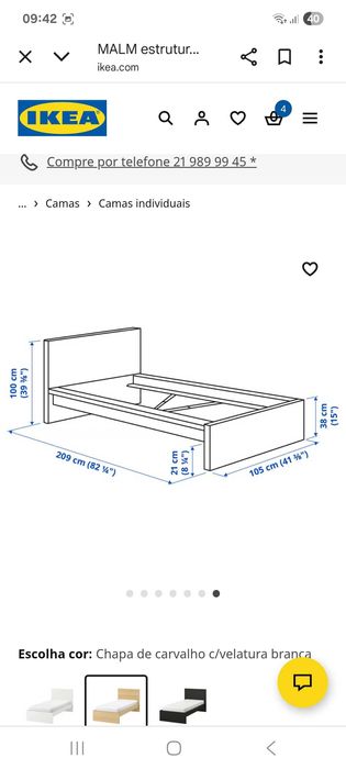 CAMA de solteiro  óptimo estado do Ikea cama e estrado.  Sem colchao