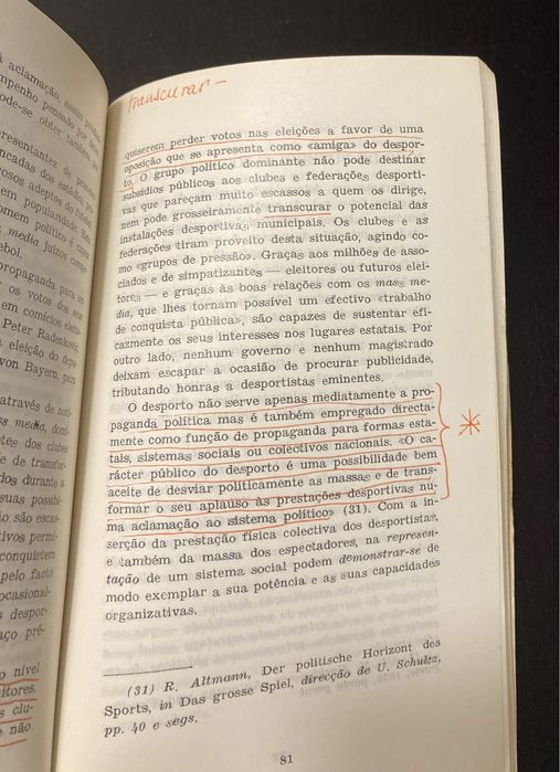 Livro O Futebol Como Ideologia, de Gerhard Vinnai (Anos 70)