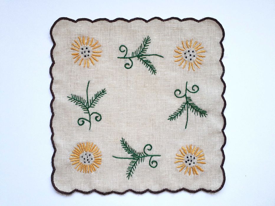 3 Serwetki haftowane Vintage PRL