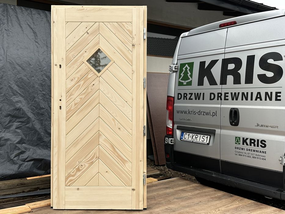Drzwi zewnętrzne drewniane sosnowe NA KAŻDY WYMIAR