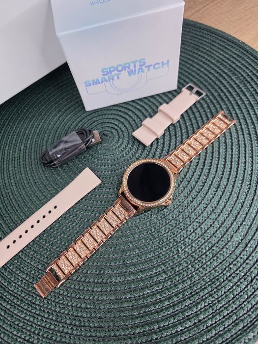 Złoty Smartwatch Damski LIGE 8gen Połączenia Bluetooth 2 paski NOWY