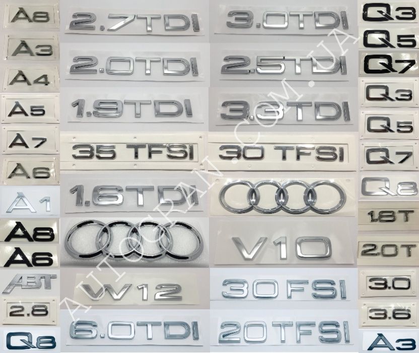 Эмблемы надписи багажника Audi Q5 Q7 Q3 A4 A6 A3 A8 A7 A5 TDI