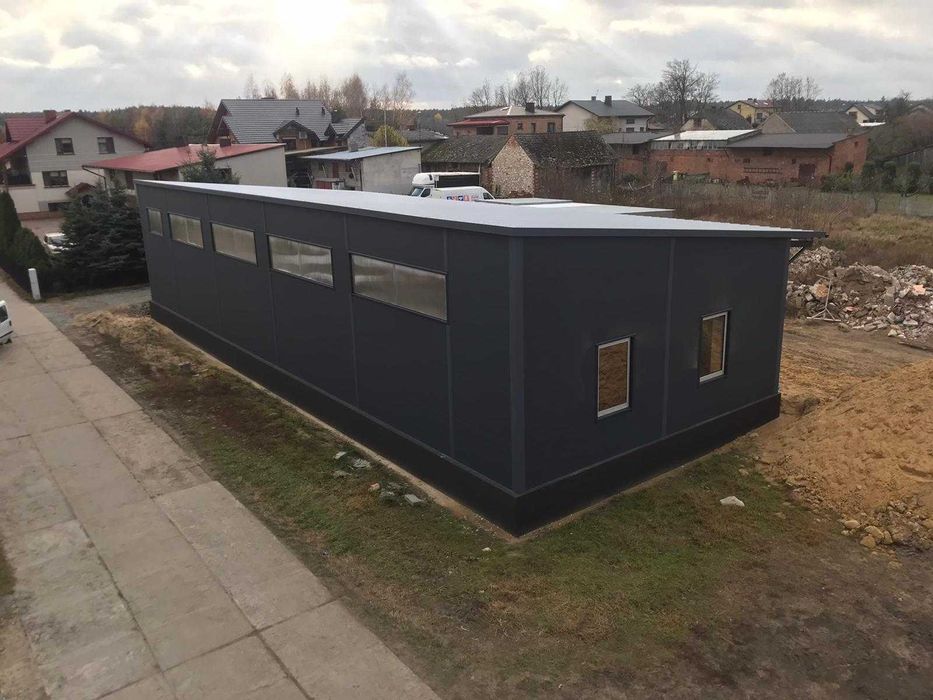 Hala warsztatowa 10x28 z płyty warstwowej- dach jednospadowy- solidna!