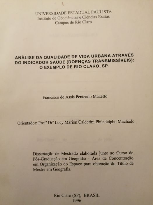 Análise da Qualidade de vida urbana através do indicador saúde
