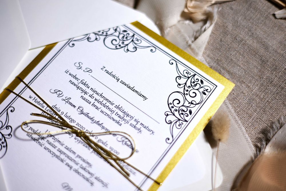 Zaproszenia na studniówkę ANTYCZNE ZŁOTO