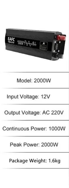 Инвертор EAFC 2000W. 12 на 220V.Чистый синус.
