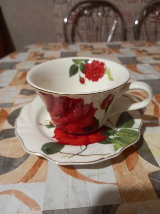 Fiizanki i podstawki z roza 6 szt.