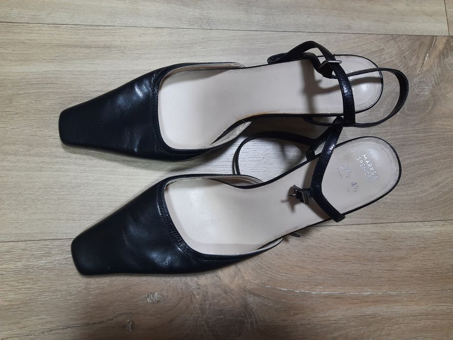 Buty czarne skórzane czółenka bez pięty 37 Marks&Spencer 37.5 jak nowe