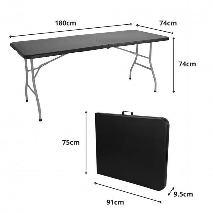 Mesa Catering Dobrável 180L x 74A Castanho - Selado e novo na caixa!