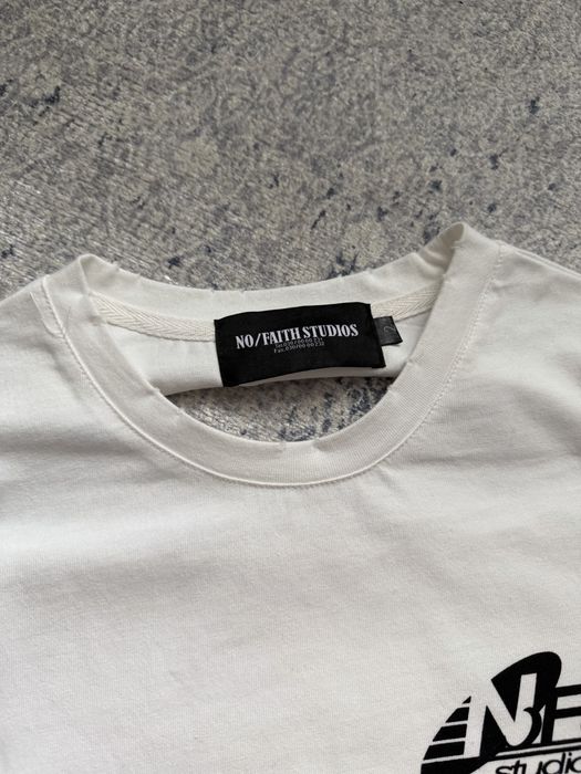 Футболка No Faith Studios Distressed Біла white old washed opium archive erd архив опиум y2k футболка оверсайз boxy