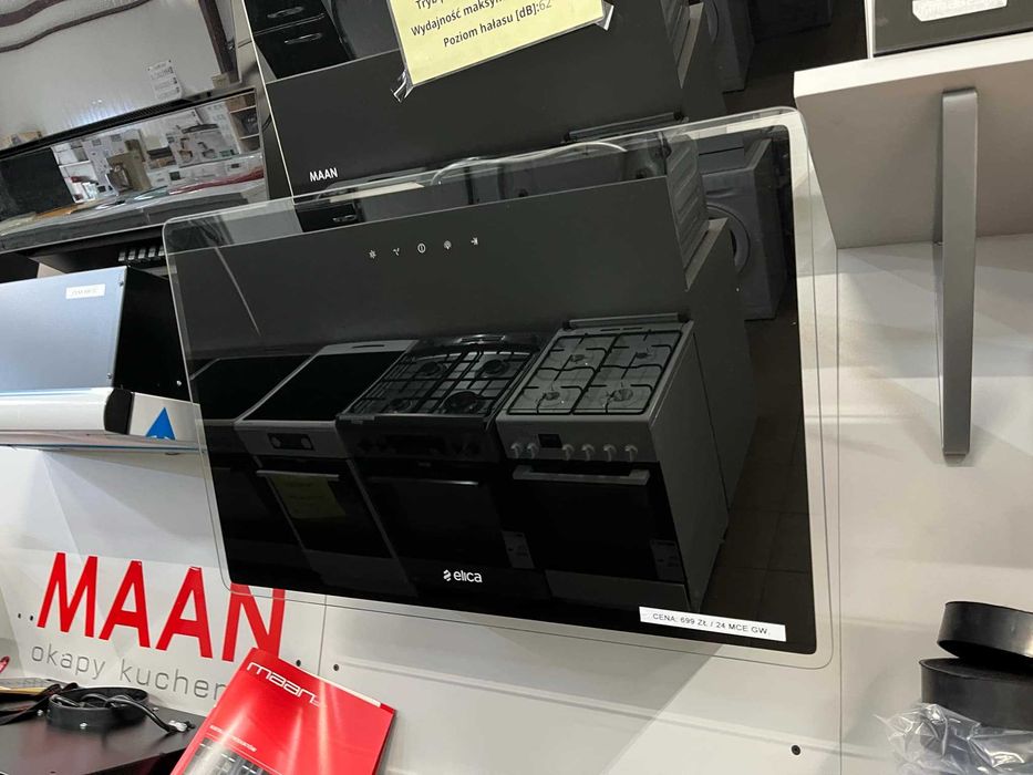 OKAP Elica Szerokość 60 cm KOMINOWY CZARNY Szklany