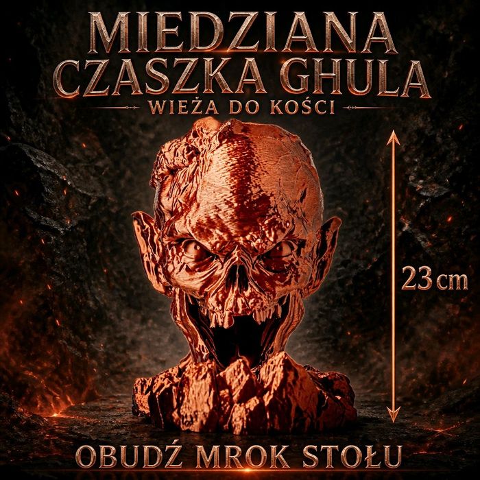 Miedziana Czaszka Ghula Wieża do kości zgodna z DnD Warhamm Pathfinder