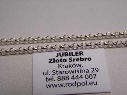 Długi srebrny łańcuszek ankier okrągłe ogniwa 80 cm. 2,1 mm.