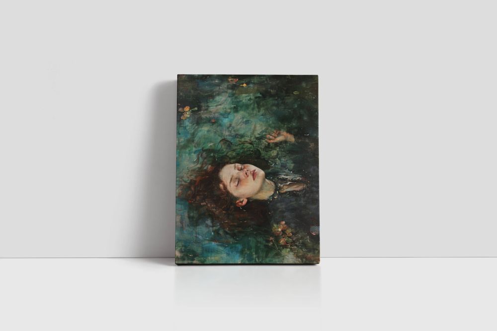 Obraz na płótnie "Kobieta w wodzie" 30x40 cm - Surrealizm do salonu