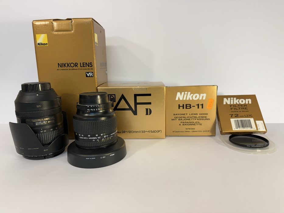 Obiektywy Nikkor  14-24 , 24-70 , 28-300 , 24-120, 18-70 .