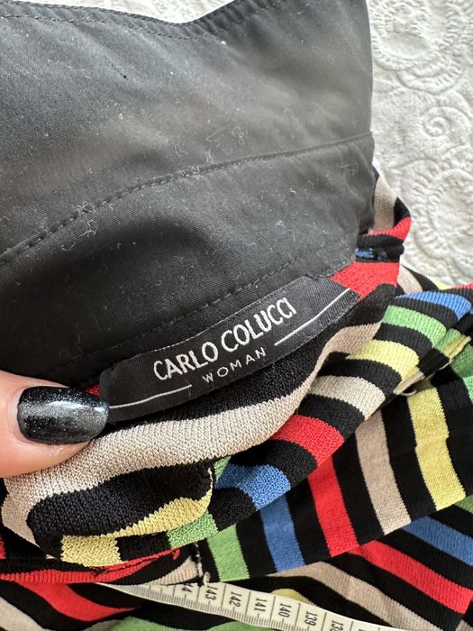 Carlo Colucci oryginakny sweter w paski kolnierzyk kolorowy wiskoza