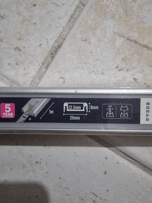 Perfil led 1m 2cm aluminio cinza Inspire