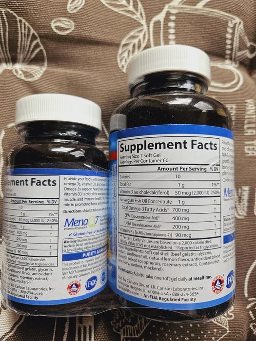 Carlson Elite Omega-3 концентрована еліт омега з вітаміном Д D і K