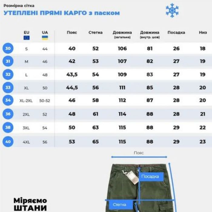 Штани чоловічі карго утеплені ITENO чорні сірі сині олива