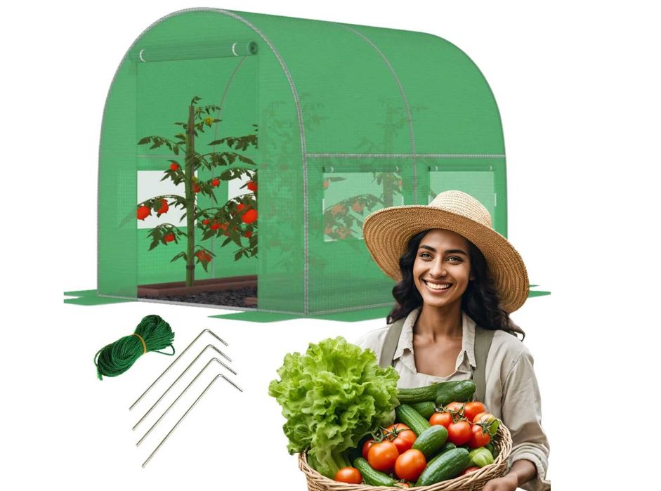 Tunel Ogrodowy 2x2x2m Stabilna Konstrukcja Filtr UV 4Okna Z Moskitierą