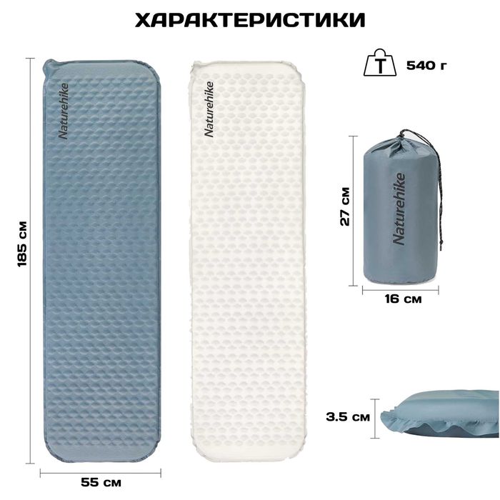 Самонадувний коврик Naturehike CNK2300DZ013/ каремат матрас для походів/ надувний килимок