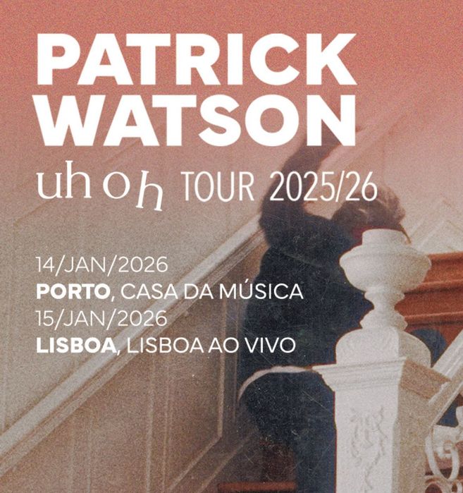 Vendo 2 bilhetes para Patrick Watson dia 15 Janeiro