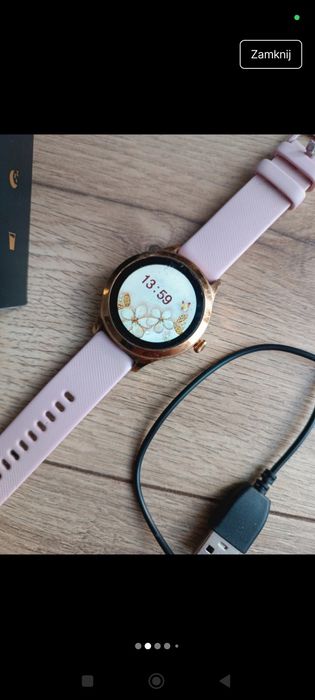 Smartwatch damski zegarek maxcom na silikonowym różowym pasku