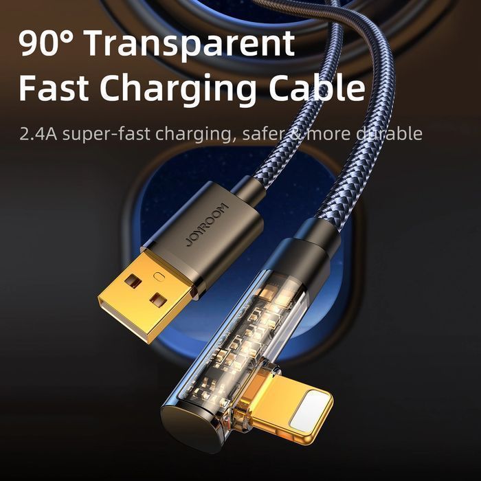 Kabel kątowy Joyroom S-UL012A6 USB-A - Ligtning 2.4A 1,2m - niebieski