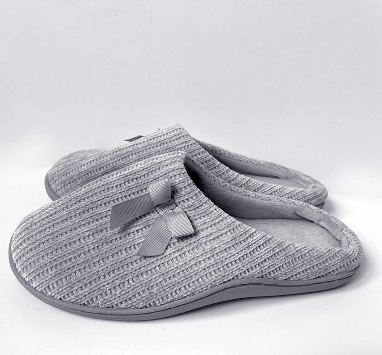 Капці велюрові з бантом домашні сліпони прошиті р. 41 (26 см)