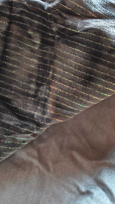 Велюр Оксамит Чорний Смужка Люрекс Відріз 6м 6 м Тканина Бавовна