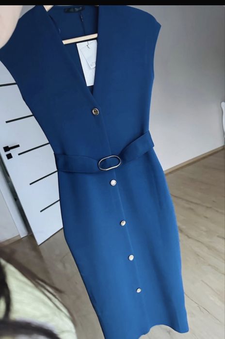 Sukienka zara M chabrowa gumowana