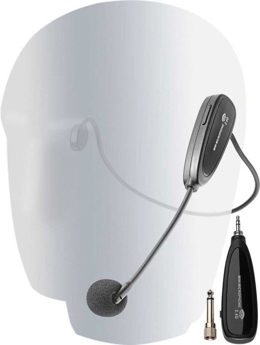 Bezprzewodowy mikrofon nagłowny nadajnik i odbiornik jack 6.3 - 3.5