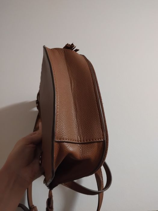 Torebka Mango brazowa skórzana fredzle boho listonoszka na ramię