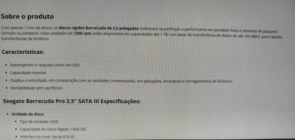 Disco rígido 2.5 de 1TB / 7200rpm